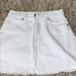 white denim mini skirt